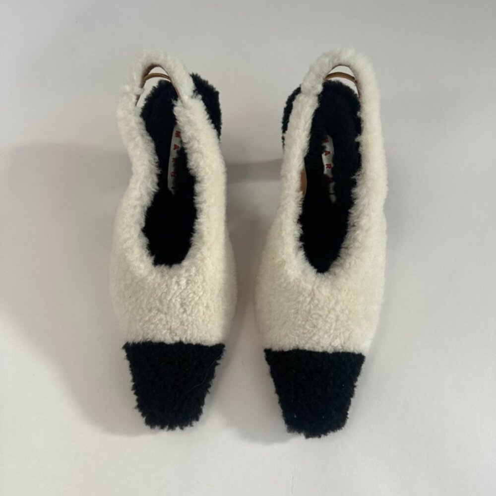 MARNI fuzzy sherpa slingback heels!